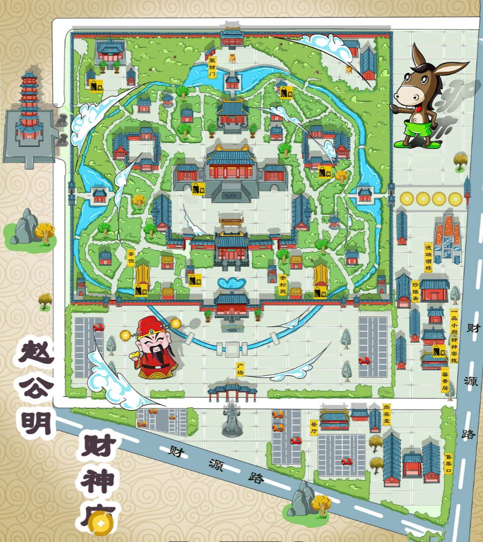 赤城寺庙类手绘地图